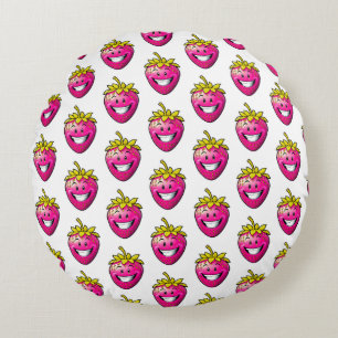 Pink Strawberry Round Cushion