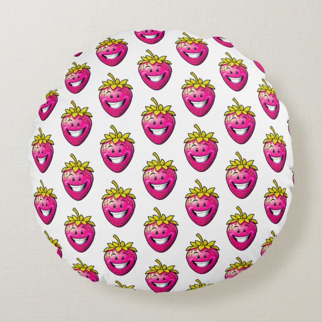 Pink Strawberry  Round Cushion (Front)
