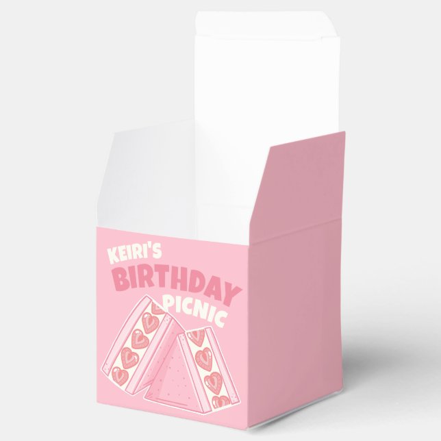 Pink Strawberry Sandwich Birthday Picnic Party Favour Box (Opened)