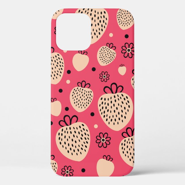 pink strawberry seamless pattern Case-Mate iPhone case (Back)