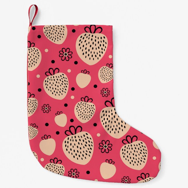 pink strawberry seamless pattern small christmas stocking (Front)