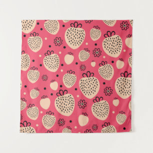 pink strawberry seamless pattern tapestry