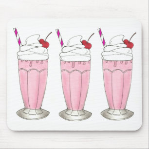 Pink Strawberry Shake Ice Cream Milkshake Foodie Mouse Mat