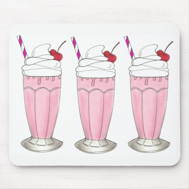 Pink Strawberry Shake Ice Cream Milkshake Foodie Mouse Mat (Front)