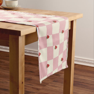 pink strawberry short table runner