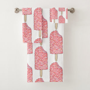 Pink Strawberry Shortcake Ice Cream Popsicle Pop Bath Towel Set
