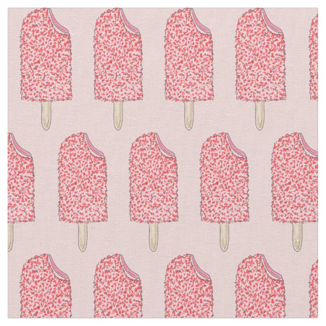 Pink Strawberry Shortcake Pops Popsicles Fabric (Close Up)
