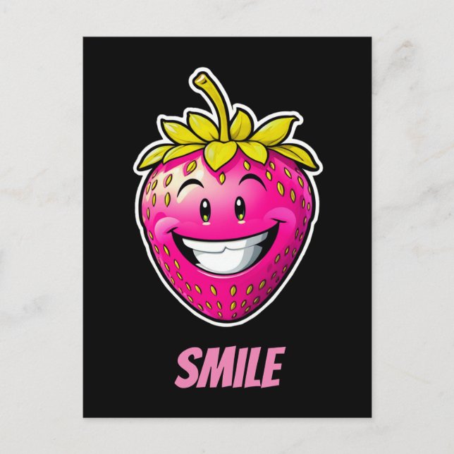 Pink Strawberry Smile Postcard (Front)