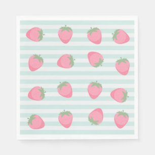 Pink Strawberry Stripes Napkin
