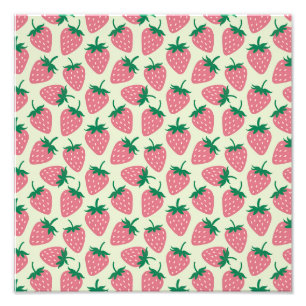 Pink Strawberry Summer Pattern Photo Print