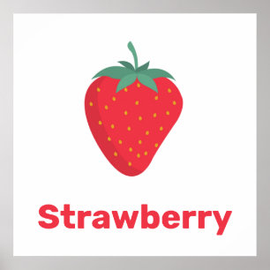 Pink strawberry with words poster