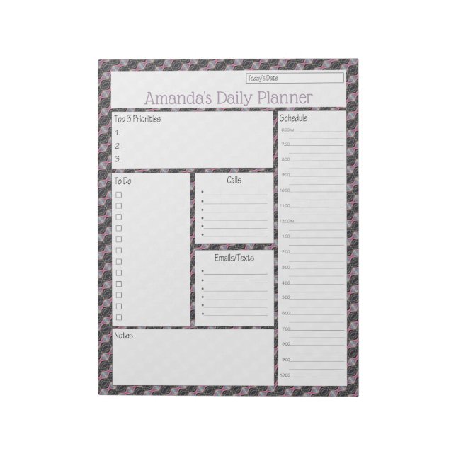 Pink Streamer Abstract Design Daily Planner Notepad (Rotated)