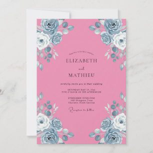 Pink Striking Botanical Wedding Invitation