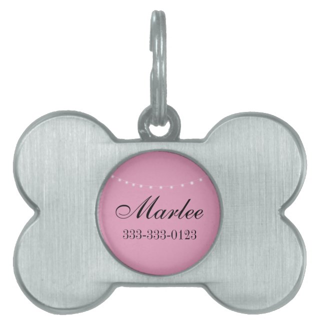 Pink String Light Pet Tag (Front)