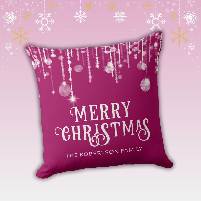 Pink String Lights Christmas Cushion (Creator Uploaded)