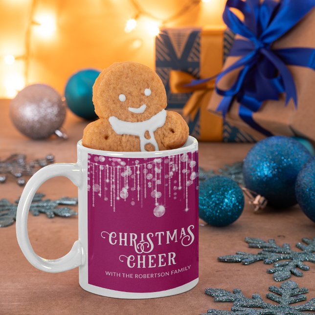 Pink String Lights Christmas Party Coffee Mug (Creator Uploaded)