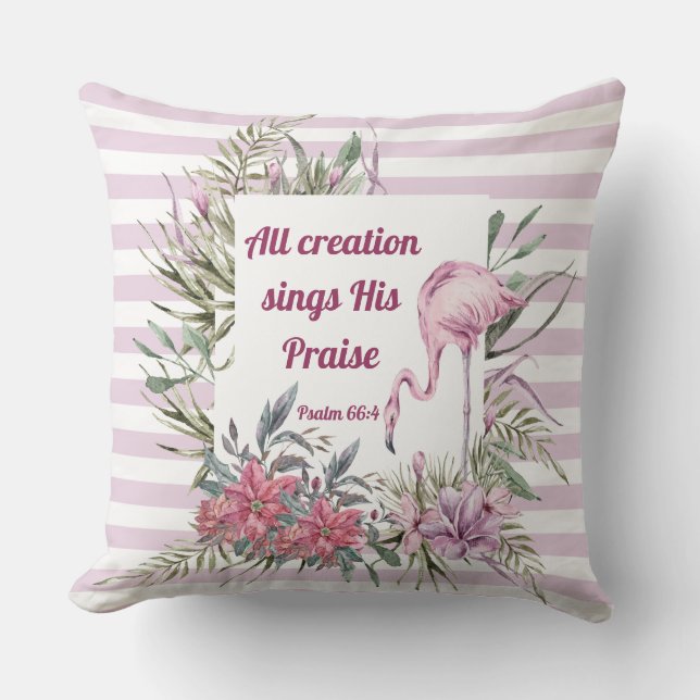 Pink Stripe All Creation Nature Inspiration Pillow (Front)