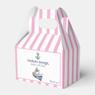 Pink Stripe Anchors Aweigh Baby Shower Favour Box
