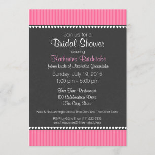 Pink Stripe and Chalk Board Bridal Shower Invitation