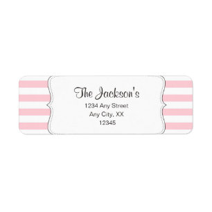 Pink stripe baby shower return address