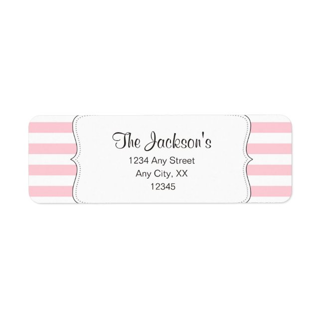 Pink stripe baby shower return address (Front)