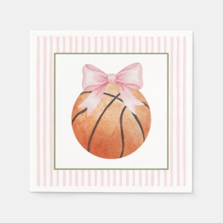 Pink Stripe Basketball Napkin