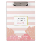 Pink Stripe & Blush Peony Clipboard