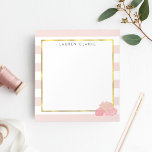 Pink Stripe & Blush Peony Personalised Notepad<br><div class="desc">This personalised notepad features a delicate pink stripe background,  FAUX gold border,  and a group of peonies in pretty blush tones. Coordinates with our Pink Stripe & Blush Peony invitation suites,  office supplies,  home goods and accessories. Customise with a monogram,  name or text of your choice!</div>