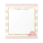 Pink Stripe & Blush Peony Personalised Notepad