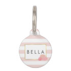 Pink Stripe & Blush Peony Personalised Pet Tag