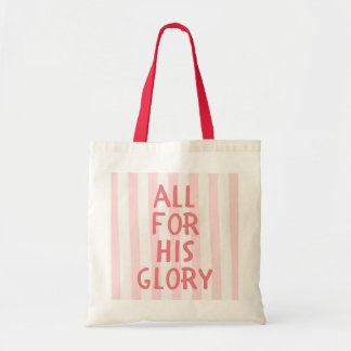 Pink Stripe Bold Christian Faith Lettering Women's Tote Bag