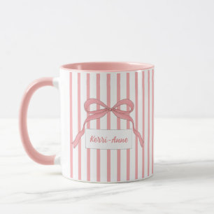 Pink Stripe Bow Monogram Mug