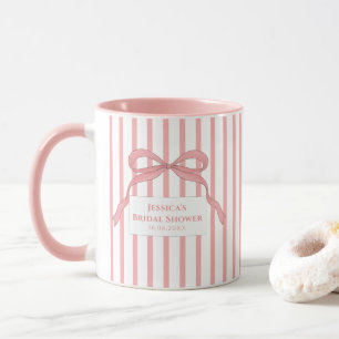 Pink Stripe Bow Monogram Mug
