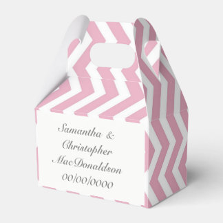 Pink stripe chevron wedding favour box