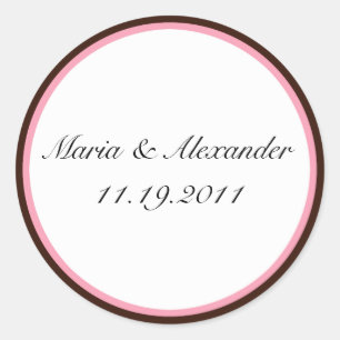 Pink Stripe Chocolate Brown Seals / Stickers