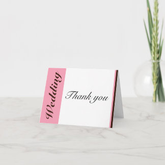 Pink Stripe Chocolate Brown Wedding Thank You Card