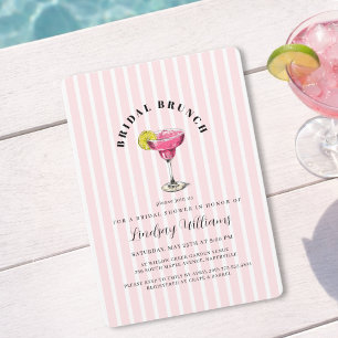 Pink Stripe Cocktail Bridal Shower Party Invitatio Invitation