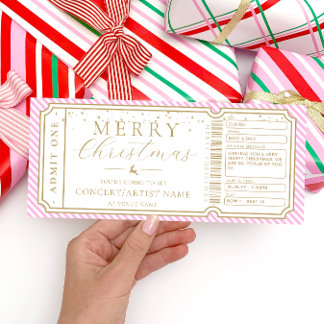 Pink Stripe Concert Ticket Gift Voucher Card