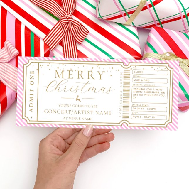Pink Stripe Concert Ticket Gift Voucher Card (Creator Uploaded)