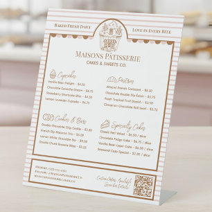 Pink Stripe Cupcake Shop Bakery Menu Price List Pedestal Sign