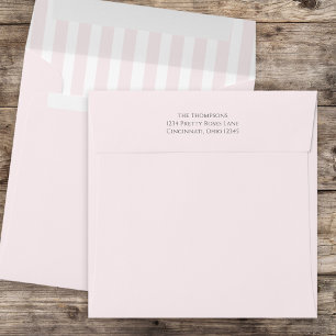 Pink Stripe Custom Return Address  Envelope