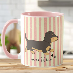 Pink Stripe Dachshund Illustration Mug