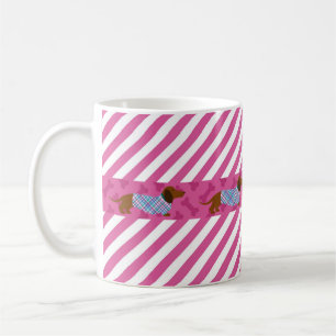 Pink Stripe Dachshund Mug