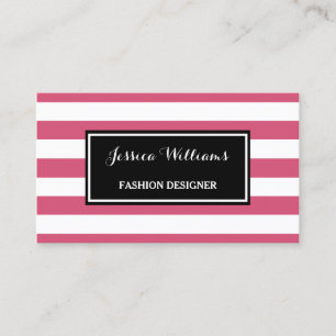 Pink Stripe Fashion Designer Business Card