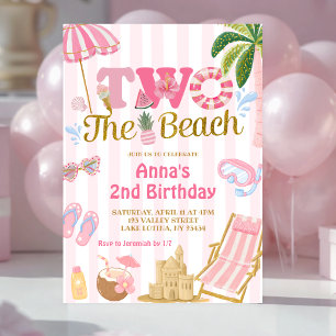 Pink Stripe Fun Two the beach invitation