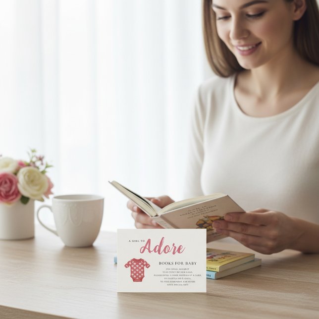 Pink Stripe Girly Adore Book Request Baby Shower  Enclosure Card (Creator Uploaded)