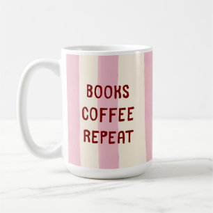 Pink Stripe Hand Lettered Book Lover Cosy Reading Coffee Mug