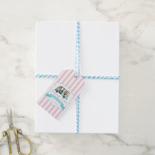 Pink Stripe Ice Cream Truck Birthday Favour Tag
