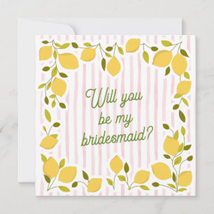 Pink Stripe & Lemon Bridesmaid Proposal Card