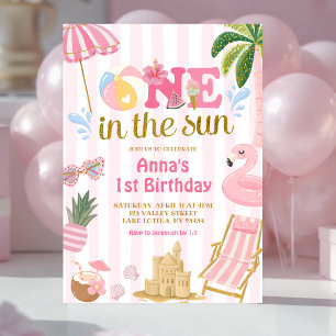 Pink Stripe ONE in the sun beach invitation
